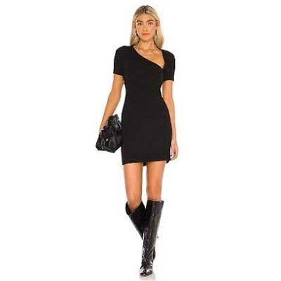 JOHN ELLIOTT Asymmetric Rib Knit Dress Size 0 XS Black MINIMALIST SEXY CASUAL - Picture 9 of 9
